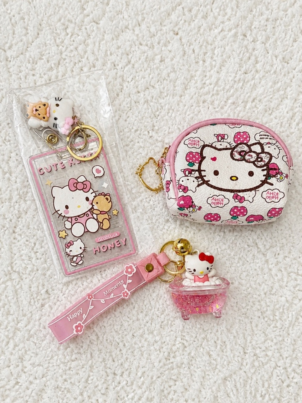 Hello Kitty Keychain ID Holder and Mini Pouch Bundle